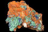 Malachite and Azurite with Limonite Encrusted Quartz - Morocco #132582-1